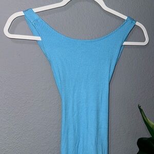 Low back ribbed dress XS blue